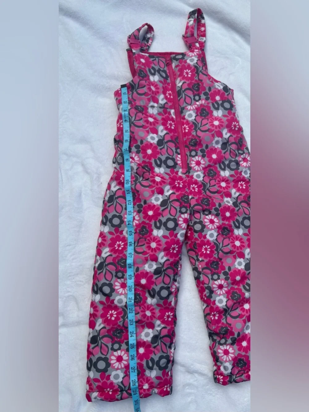 OshKosh Girls Snowpants Overalls Size 6X Pink Floral Quilted Winter Ski Play